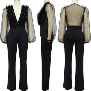Elegant Black Sheer Sleeve Jumpsuit